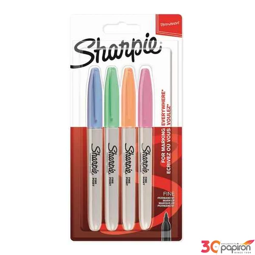 Alkoholos marker Sharpie FINE Marker permanent set/4db F 0.9 mm Pastel Color Narancs-Zöld-Pink-Kék