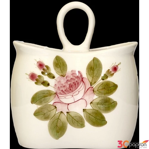 Fakanáltartó Porcelán 17x9,5x20cm Rózsás romantikus kézzel festett