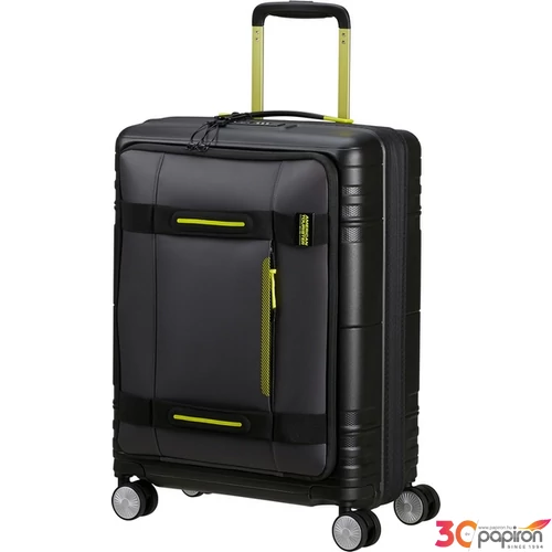 American Tourister bőrönd Hello Cabin Spinner 55/20 Exp 14'9417/A185-Black/Lime