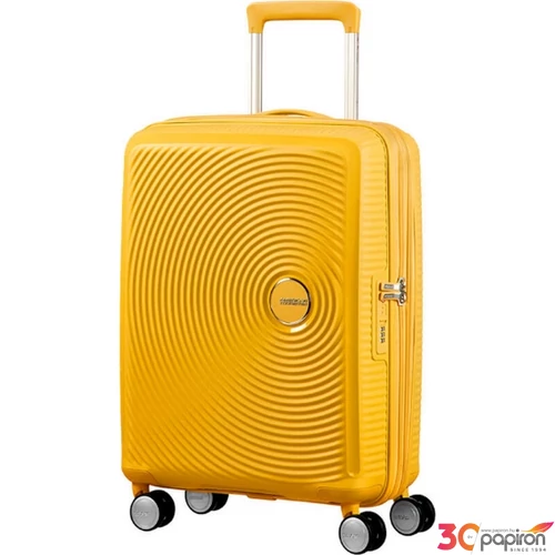 American Tourister kabinbőrönd Soundbox 55/20 bővíthető bőrönd 88472/1371-Golden Yellow, 4 kerekű