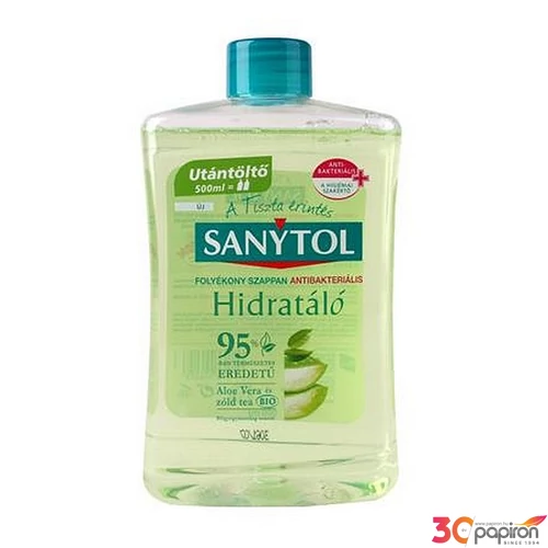 Antibakteriális folyékony szappan utántöltő 500ml SANYTOL zöld tea és aloe vera