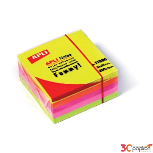 Öntapadós jegyzettömb 51x51mm Apli 250 lapos neon LNP11596