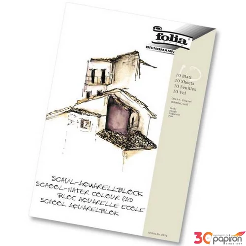 Akvarell papír tömb Folia A4-es, 150g 10iv/tömb