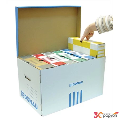 Archiváló konténer Donau 522x351x305mm levehető tető Kék-feh kart Iratrendezés DONAU 7666301FSC-10