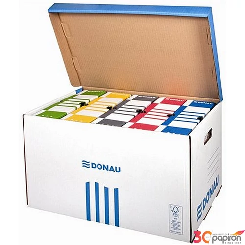 Archiváló konténer Donau 558x370x315mm felfelé nyíló kék-feh kart Iratrendezés DONAU 7665301FSC-10