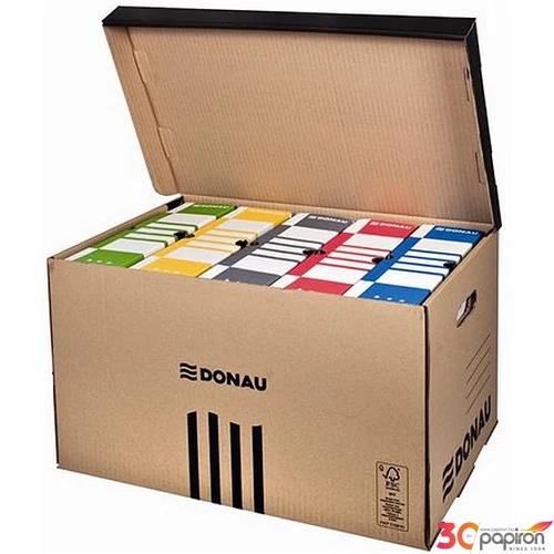 Archiváló konténer Donau 558x370x315mm felfelé nyíló natúr karton Iratrendezés DONAU 7665301FSC-02