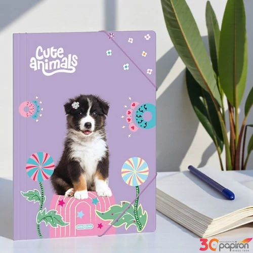 Ars Una Gumis mappa A4 26' Cute Animals  Aussie 50215287 350gr vastag kartonból