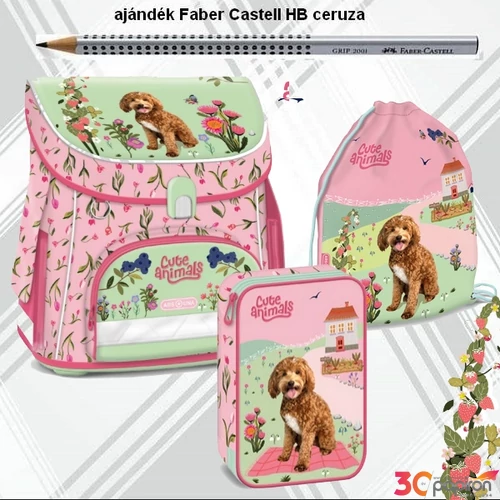 Ars Una iskolatáska szett 25 Cute Animals Doggie mágneszáras iskolatáska, tolltartó, tornazsák