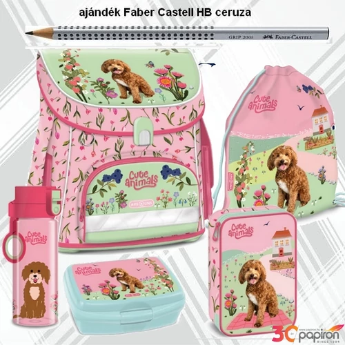 Ars Una iskolatáska szett 25 Cute Animals Doggie táska, tornazsák, kulacs, tolltartó, uzsonnásdoboz