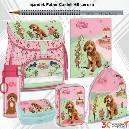 Ars Una iskolatáska szett 25 Cute Animals Doggie táska,uzsidoboz, kulacs, gumis mappa, tolltartó, tornazsá