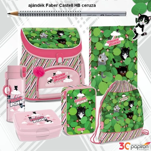 Ars Una iskolatáska szett 25 Think Pink táska, többszintestolltartó, kulacs, gumis mappa, uzsidoboz, kulacs