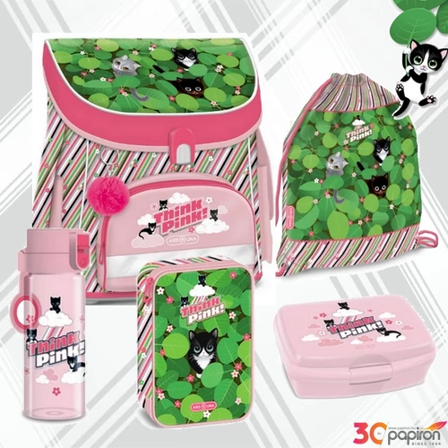 Ars Una iskolatáska szett 25 Think Pink táska, tornazsák, kulacs, tolltartó, uzsonnásdoboz, 5-ös szett