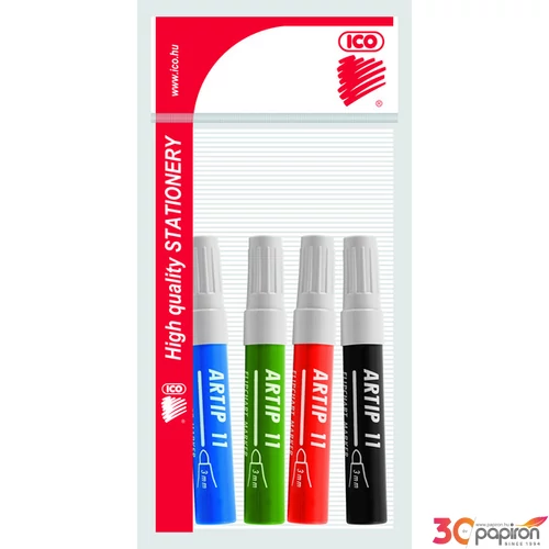 Artip 11 marker 4színű 3mm kerek hegyű flipchart marker ICO táblamarker