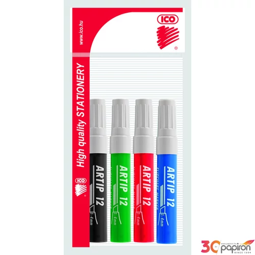 Artip 12 marker 4színű 1-4mm vágott hegyű flipchart marker ICO táblamarker