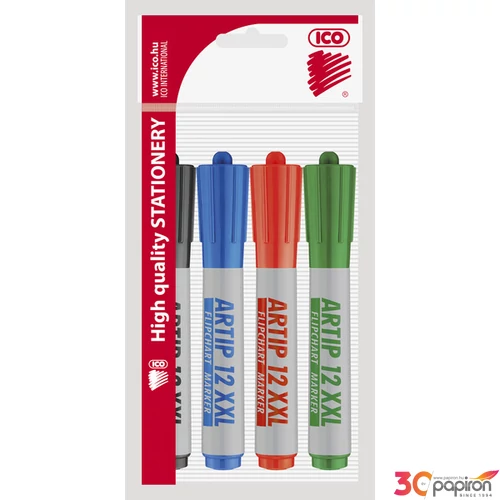 Artip 12 XXL marker 4színű 1-4mm vágott hegyű flipchart marker ICO táblamarker