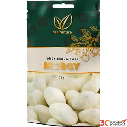 Aszalt meggy 75g REAL NATURE fehércsokoládés 