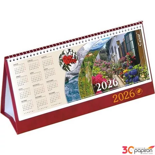 Asztali naptár 1 álló2026 Csízió bordó napi motivációval 53 lapos-méret: 310x160 mm