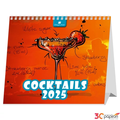 Asztali naptár 2025 Cocktails álló mini Dayliner 2025-ös kollekció