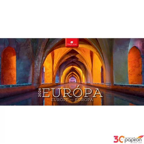Asztali naptár 2026 Európa fekvő fehér Dayliner 2026-os kollekció