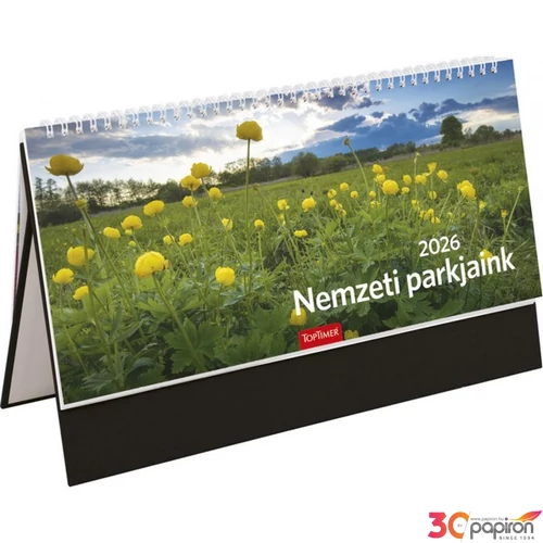 Asztali Naptár 2026 T054 Nemzeti Park Álló Fekete Toptimer 2026 kollekció!