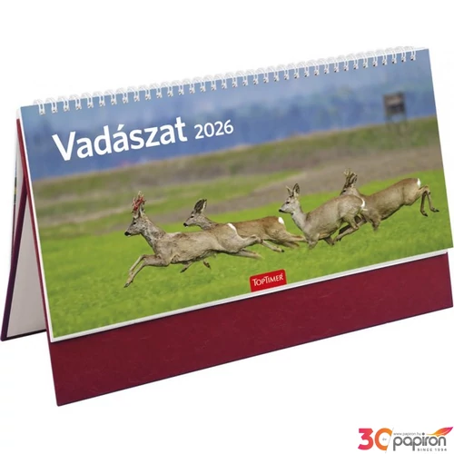Asztali Naptár 2026 T054 Vadászat Álló Bordó Toptimer 2026 kollekció!