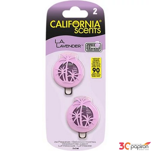 Autóillatosító mini diffúzer 2x3ml CALIFORNIA SCENTS La Lavender