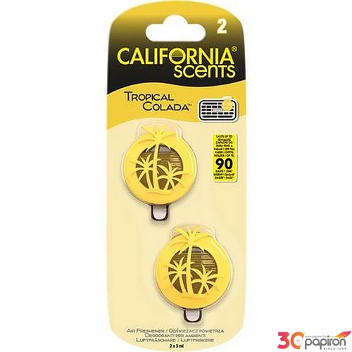 Autóillatosító mini diffúzer 2x3ml CALIFORNIA SCENTS Tropical Colada