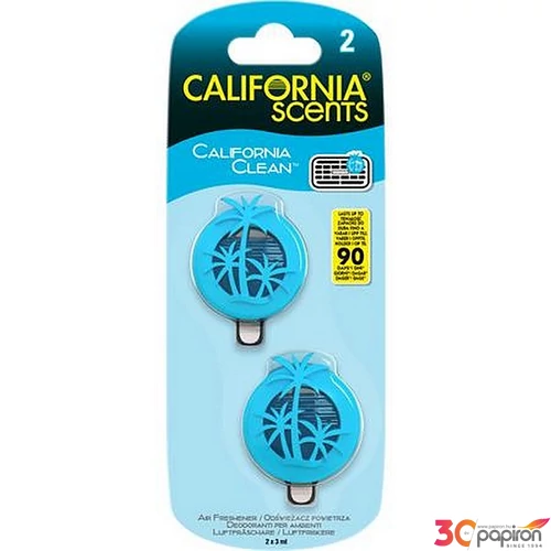 Autóillatosító mini diffúzer 2x3ml CALIFORNIA SCENTS California Clean