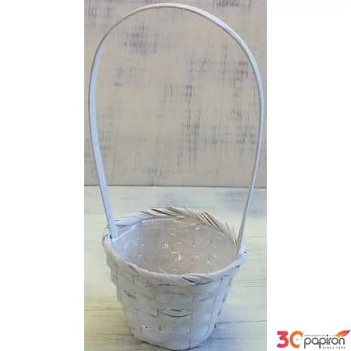 Kaspó bambusz füles fehér 12x27x9cm