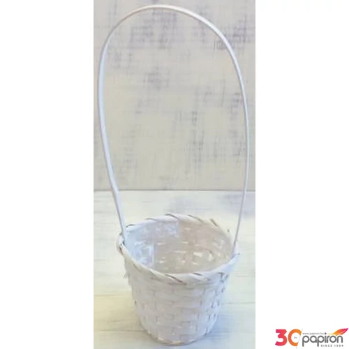 Kaspó bambusz füles fehér 14x36x11cm