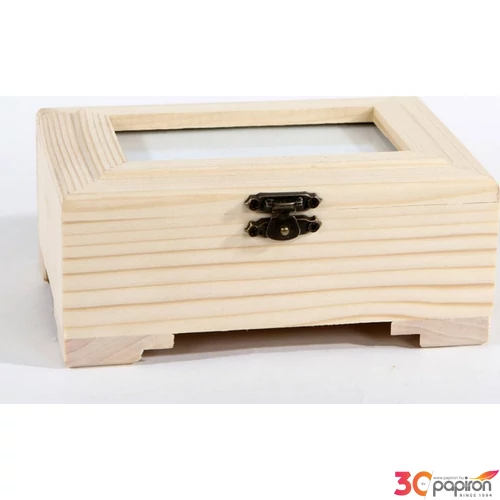Fa doboz fényképtartó tetővel 14,5 x 10 x 6 cm