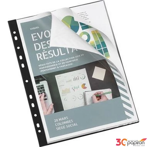 Bemutatómappa A4 Viquel lefűzhető, 20 zsebes, Essentiel, fekete IV116304