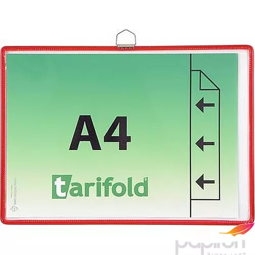 Bemutatótábla Tarifold függő A4 fekvő Piros fém fülecskével 5 db