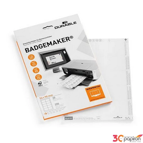 Betétlap 54x90mm DURABLE fehér 