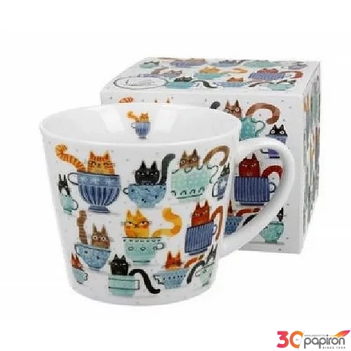 Bögre porcelán 610ml Teacup Cats 