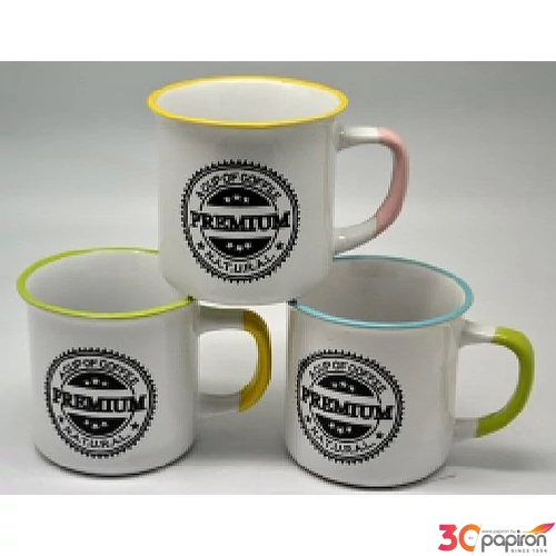 Bögre kávés porcelán 300ml PREMIUM mintás zománcozott 250717