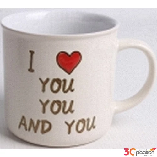 Bögre kerámia 300ml I Love You feliratos szíves krém színű 172265