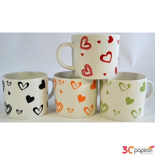 Bögre kerámia 423ml HEART IN HEART 4féle 250219 (8,3x13,5x10cm)