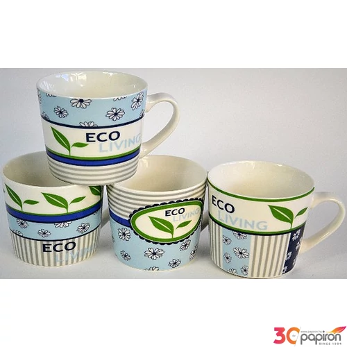 Bögre kerámia 442ml Eco , 10,8x5, 8 cm különféle mintával
