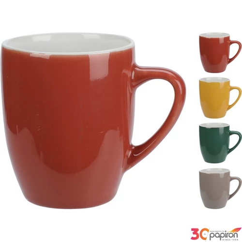 Bögre kerámia egyszínű 240ml 4féle piros, sárga, zöld, szürke kpmhu '25