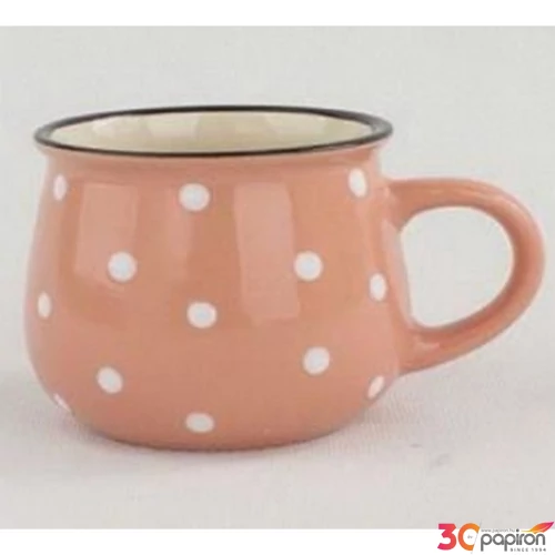 Bögre Porcelán 2,3dl barackvirág színű pöttyös 