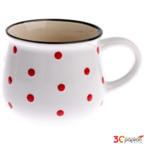 Bögre Porcelán 2,3dl fehér pöttyös 