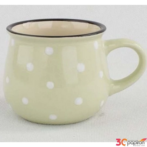 Bögre Porcelán 2,3dl pisztácia pöttyös