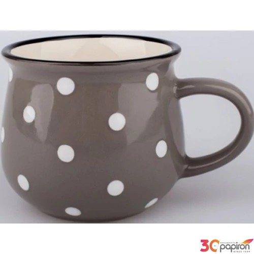 Bögre Porcelán 2,3dl taupe pöttyös 