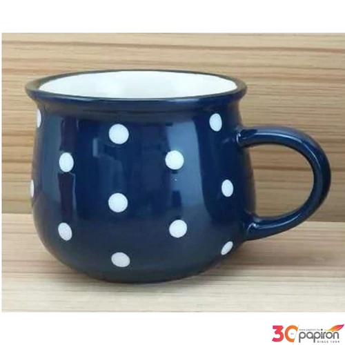 Bögre Porcelán 2,3dl kék pöttyös 