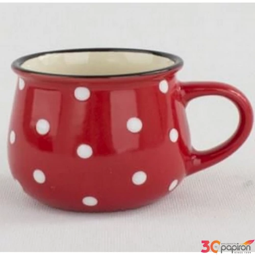 Bögre Porcelán 2,3dl piros pöttyös