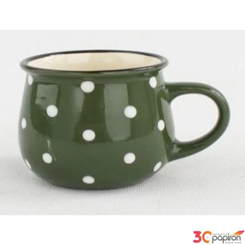 Bögre Porcelán 2,3dl zöld pöttyös 