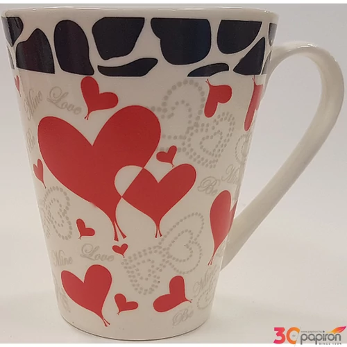 Bögre kerámia Valentin Napra Szívecske mintával Love felirattal