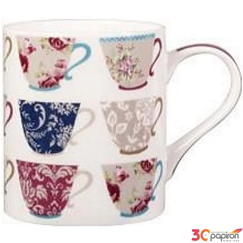 Bögre mintás Tea fehér lila füllel Floral Teacup