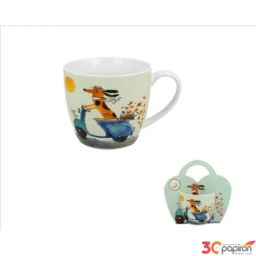 Bögre porcelán460 ml Dog on a scooter, díszcsomagolásban 